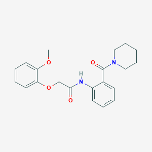 molecular formula C21H24N2O4 B5142915 2-(2-methoxyphenoxy)-N-[2-(1-piperidinylcarbonyl)phenyl]acetamide 