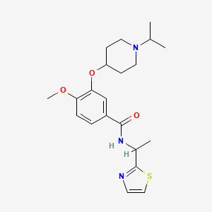 molecular formula C21H29N3O3S B5142977 3-[(1-isopropyl-4-piperidinyl)oxy]-4-methoxy-N-[1-(1,3-thiazol-2-yl)ethyl]benzamide 