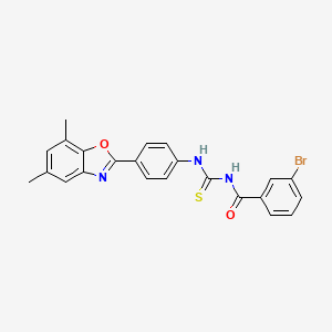 molecular formula C23H18BrN3O2S B5142979 3-bromo-N-({[4-(5,7-dimethyl-1,3-benzoxazol-2-yl)phenyl]amino}carbonothioyl)benzamide 
