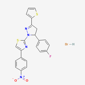 molecular formula C22H16BrFN4O2S2 B5143018 2-[5-(4-fluorophenyl)-3-(2-thienyl)-4,5-dihydro-1H-pyrazol-1-yl]-4-(4-nitrophenyl)-1,3-thiazole hydrobromide 
