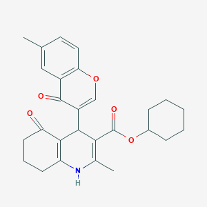 molecular formula C27H29NO5 B5143043 cyclohexyl 2-methyl-4-(6-methyl-4-oxo-4H-chromen-3-yl)-5-oxo-1,4,5,6,7,8-hexahydro-3-quinolinecarboxylate 