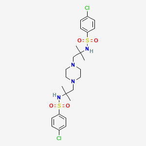 molecular formula C24H34Cl2N4O4S2 B5143119 4-chloro-N-{2-[4-(2-{[(4-chlorophenyl)sulfonyl]amino}-2-methylpropyl)-1-piperazinyl]-1,1-dimethylethyl}benzenesulfonamide 