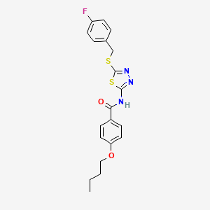 molecular formula C20H20FN3O2S2 B5143123 4-butoxy-N-{5-[(4-fluorobenzyl)thio]-1,3,4-thiadiazol-2-yl}benzamide 