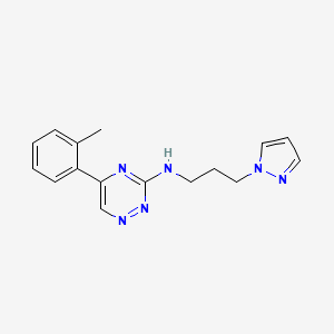molecular formula C16H18N6 B5143131 5-(2-methylphenyl)-N-[3-(1H-pyrazol-1-yl)propyl]-1,2,4-triazin-3-amine 