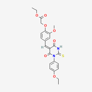 molecular formula C24H24N2O7S B5143151 ethyl (4-{[1-(4-ethoxyphenyl)-4,6-dioxo-2-thioxotetrahydro-5(2H)-pyrimidinylidene]methyl}-2-methoxyphenoxy)acetate 