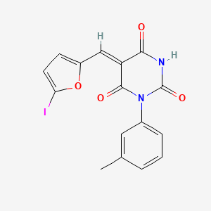 molecular formula C16H11IN2O4 B5143181 5-[(5-iodo-2-furyl)methylene]-1-(3-methylphenyl)-2,4,6(1H,3H,5H)-pyrimidinetrione 