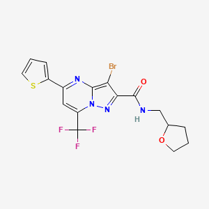 molecular formula C17H14BrF3N4O2S B5143189 3-bromo-N-(tetrahydro-2-furanylmethyl)-5-(2-thienyl)-7-(trifluoromethyl)pyrazolo[1,5-a]pyrimidine-2-carboxamide 