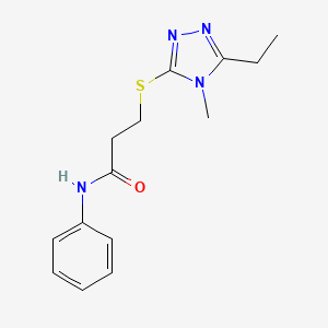 molecular formula C14H18N4OS B5143233 3-[(5-ethyl-4-methyl-4H-1,2,4-triazol-3-yl)thio]-N-phenylpropanamide 
