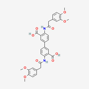 molecular formula C34H32N2O10 B5143247 4,4'-bis{[(3,4-dimethoxyphenyl)acetyl]amino}-3,3'-biphenyldicarboxylic acid 