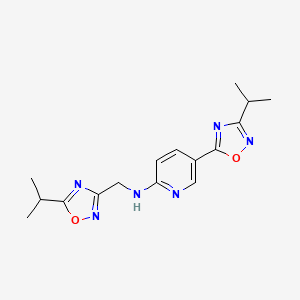 molecular formula C16H20N6O2 B5143273 5-(3-isopropyl-1,2,4-oxadiazol-5-yl)-N-[(5-isopropyl-1,2,4-oxadiazol-3-yl)methyl]-2-pyridinamine 
