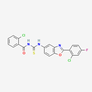 2-chloro-N-({[2-(2-chloro-4-fluorophenyl)-1,3-benzoxazol-5-yl]amino}carbonothioyl)benzamide
