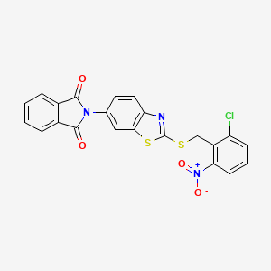 molecular formula C22H12ClN3O4S2 B5143306 2-{2-[(2-chloro-6-nitrobenzyl)thio]-1,3-benzothiazol-6-yl}-1H-isoindole-1,3(2H)-dione 