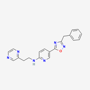 molecular formula C20H18N6O B5143310 5-(3-benzyl-1,2,4-oxadiazol-5-yl)-N-[2-(2-pyrazinyl)ethyl]-2-pyridinamine 