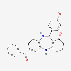 molecular formula C26H22N2O3 B5143411 7-benzoyl-11-(4-hydroxyphenyl)-2,3,4,5,10,11-hexahydro-1H-dibenzo[b,e][1,4]diazepin-1-one 