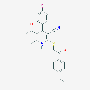 molecular formula C25H23FN2O2S B5143416 5-acetyl-2-{[2-(4-ethylphenyl)-2-oxoethyl]thio}-4-(4-fluorophenyl)-6-methyl-1,4-dihydro-3-pyridinecarbonitrile 