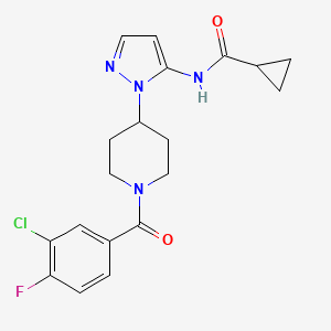 molecular formula C19H20ClFN4O2 B5143487 N-{1-[1-(3-chloro-4-fluorobenzoyl)-4-piperidinyl]-1H-pyrazol-5-yl}cyclopropanecarboxamide 