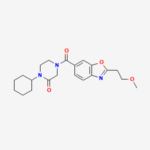 molecular formula C21H27N3O4 B5143536 1-cyclohexyl-4-{[2-(2-methoxyethyl)-1,3-benzoxazol-6-yl]carbonyl}-2-piperazinone 