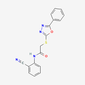 molecular formula C17H12N4O2S B5143586 N-(2-cyanophenyl)-2-[(5-phenyl-1,3,4-oxadiazol-2-yl)thio]acetamide 