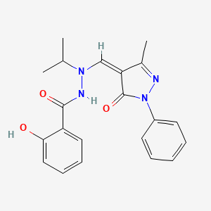 molecular formula C21H22N4O3 B5143649 2-hydroxy-N'-isopropyl-N'-[(3-methyl-5-oxo-1-phenyl-1,5-dihydro-4H-pyrazol-4-ylidene)methyl]benzohydrazide 