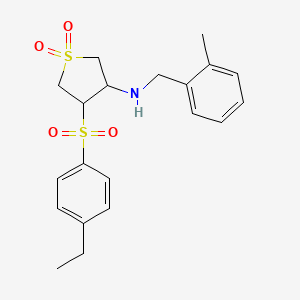 molecular formula C20H25NO4S2 B5143699 4-[(4-ethylphenyl)sulfonyl]-N-(2-methylbenzyl)tetrahydro-3-thiophenamine 1,1-dioxide 