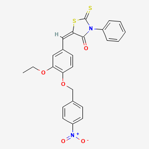 molecular formula C25H20N2O5S2 B5143732 5-{3-ethoxy-4-[(4-nitrobenzyl)oxy]benzylidene}-3-phenyl-2-thioxo-1,3-thiazolidin-4-one 