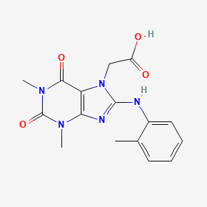 molecular formula C16H17N5O4 B5143757 {1,3-dimethyl-8-[(2-methylphenyl)amino]-2,6-dioxo-1,2,3,6-tetrahydro-7H-purin-7-yl}acetic acid 