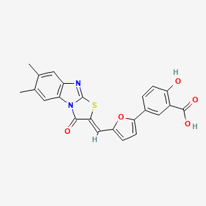 molecular formula C23H16N2O5S B5143779 5-{5-[(6,7-二甲基-3-氧代[1,3]噻唑并[3,2-a]苯并咪唑-2(3H)-亚甲基]-2-呋喃基}-2-羟基苯甲酸 