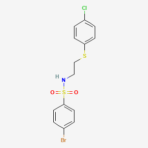 molecular formula C14H13BrClNO2S2 B5143791 4-bromo-N-{2-[(4-chlorophenyl)thio]ethyl}benzenesulfonamide 