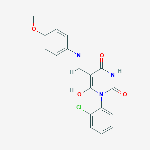 molecular formula C18H14ClN3O4 B5143798 1-(2-chlorophenyl)-5-{[(4-methoxyphenyl)amino]methylene}-2,4,6(1H,3H,5H)-pyrimidinetrione 