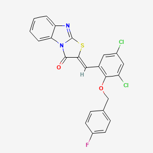 molecular formula C23H13Cl2FN2O2S B5143803 2-{3,5-dichloro-2-[(4-fluorobenzyl)oxy]benzylidene}[1,3]thiazolo[3,2-a]benzimidazol-3(2H)-one 