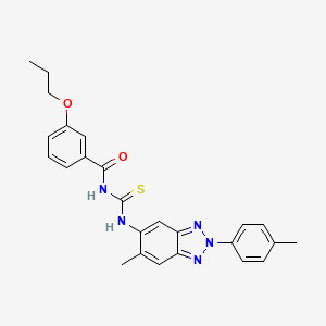 molecular formula C25H25N5O2S B5143833 N-({[6-methyl-2-(4-methylphenyl)-2H-1,2,3-benzotriazol-5-yl]amino}carbonothioyl)-3-propoxybenzamide 