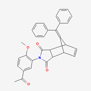 molecular formula C31H25NO4 B5143904 4-(5-acetyl-2-methoxyphenyl)-10-(diphenylmethylene)-4-azatricyclo[5.2.1.0~2,6~]dec-8-ene-3,5-dione 