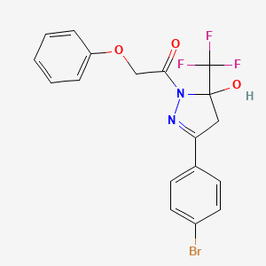 molecular formula C18H14BrF3N2O3 B5143921 3-(4-bromophenyl)-1-(phenoxyacetyl)-5-(trifluoromethyl)-4,5-dihydro-1H-pyrazol-5-ol 