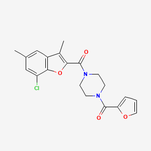 molecular formula C20H19ClN2O4 B5143941 1-[(7-chloro-3,5-dimethyl-1-benzofuran-2-yl)carbonyl]-4-(2-furoyl)piperazine 
