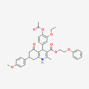 molecular formula C36H37NO8 B5144000 2-phenoxyethyl 4-[4-(acetyloxy)-3-ethoxyphenyl]-7-(4-methoxyphenyl)-2-methyl-5-oxo-1,4,5,6,7,8-hexahydro-3-quinolinecarboxylate 