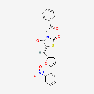molecular formula C22H14N2O6S B5144075 5-{[5-(2-nitrophenyl)-2-furyl]methylene}-3-(2-oxo-2-phenylethyl)-1,3-thiazolidine-2,4-dione 