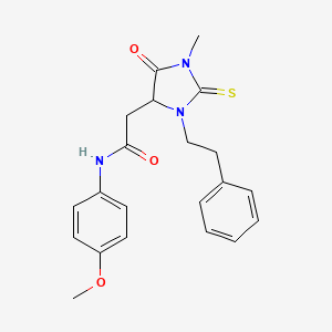 molecular formula C21H23N3O3S B5144109 N-(4-methoxyphenyl)-2-[1-methyl-5-oxo-3-(2-phenylethyl)-2-thioxo-4-imidazolidinyl]acetamide 