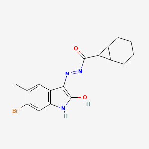 N'-(6-bromo-5-methyl-2-oxo-1,2-dihydro-3H-indol-3-ylidene)bicyclo[4.1.0]heptane-7-carbohydrazide