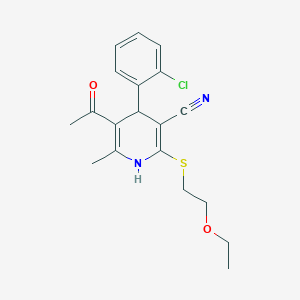 molecular formula C19H21ClN2O2S B5144212 5-acetyl-4-(2-chlorophenyl)-2-[(2-ethoxyethyl)thio]-6-methyl-1,4-dihydro-3-pyridinecarbonitrile 