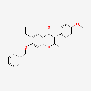 molecular formula C26H24O4 B5144261 7-(benzyloxy)-6-ethyl-3-(4-methoxyphenyl)-2-methyl-4H-chromen-4-one 