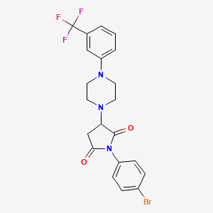 molecular formula C21H19BrF3N3O2 B5144288 1-(4-bromophenyl)-3-{4-[3-(trifluoromethyl)phenyl]-1-piperazinyl}-2,5-pyrrolidinedione 