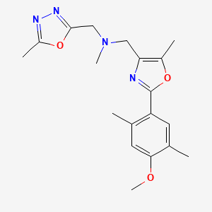 molecular formula C19H24N4O3 B5144291 1-[2-(4-methoxy-2,5-dimethylphenyl)-5-methyl-1,3-oxazol-4-yl]-N-methyl-N-[(5-methyl-1,3,4-oxadiazol-2-yl)methyl]methanamine 