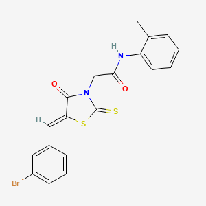molecular formula C19H15BrN2O2S2 B5144304 2-[5-(3-bromobenzylidene)-4-oxo-2-thioxo-1,3-thiazolidin-3-yl]-N-(2-methylphenyl)acetamide 