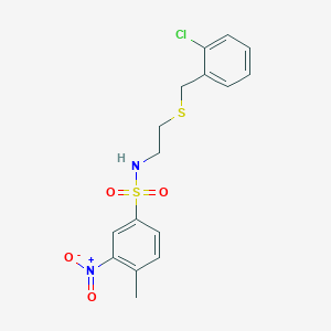 molecular formula C16H17ClN2O4S2 B5144338 N-{2-[(2-chlorobenzyl)thio]ethyl}-4-methyl-3-nitrobenzenesulfonamide 