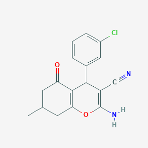 molecular formula C17H15ClN2O2 B5144388 2-amino-4-(3-chlorophenyl)-7-methyl-5-oxo-5,6,7,8-tetrahydro-4H-chromene-3-carbonitrile 