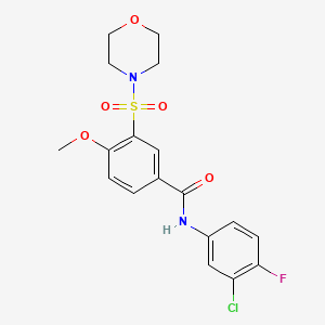 molecular formula C18H18ClFN2O5S B5144408 N-(3-chloro-4-fluorophenyl)-4-methoxy-3-(4-morpholinylsulfonyl)benzamide 