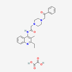 molecular formula C28H32N4O6 B5144452 N-(2-ethyl-3-methyl-4-quinolinyl)-2-[4-(2-oxo-2-phenylethyl)-1-piperazinyl]acetamide oxalate 