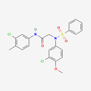 molecular formula C22H20Cl2N2O4S B5144506 N~2~-(3-chloro-4-methoxyphenyl)-N~1~-(3-chloro-4-methylphenyl)-N~2~-(phenylsulfonyl)glycinamide 
