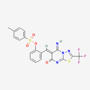 molecular formula C20H13F3N4O4S2 B5144545 2-{[5-imino-7-oxo-2-(trifluoromethyl)-5H-[1,3,4]thiadiazolo[3,2-a]pyrimidin-6(7H)-ylidene]methyl}phenyl 4-methylbenzenesulfonate 