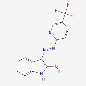 molecular formula C14H9F3N4O B5144643 1H-indole-2,3-dione 3-{[5-(trifluoromethyl)-2-pyridinyl]hydrazone} 